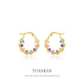 A37095 925 sterling silver  colorful cubiczirconia dangleearrings