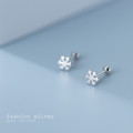 A44820 s925 silver stud christmas elegant snowflake cute sweet simple earrings