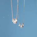 A34525 s925 sterling silver rhinestone deer hollowed initial necklace