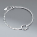 A40750 s925 sterling silver circle hollowed rhinestone charm elegant bracelet