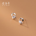 A33136 s925 sterling silver simple unique chic rhinestone irregular oval earrings