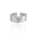 A43948 adjustable s925 sterling silver unique wrinkled ring