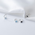 A34905 s925 sterling silver square rhinestone simple cute geometric earrings