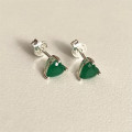 A41704 sterling silver green heart stud simple elegant earrings