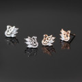 A45123 s925 sterling silver sweet rhinestone swan stud elegant cute earrings