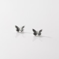 A33179 s925 sterling silver trendy simple black butterfly sweet chic earrings