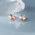 A38518 s925 sterling silver snowflake stud trendy design elegant earrings
