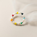 A45423 silver pearl colorful artificial crystal stretchy cute ring