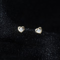 A33616 s925 sterling silver simple trendy rhinestone sweet chic heart earrings