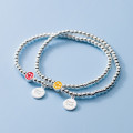 A43047 s925 silver circle smilingface elegant charm letter bracelet