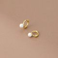 A40649 s925 silver simple artificial pearl elegant cute earrings