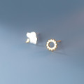A36687 s925 sterling silver sun asymmetric cute earrings