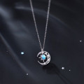 A34608 s925 sterling silver stars moon trendy necklace