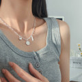 A45951 s925 silver trendy sweet shell smilingface heart necklace