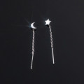 A33725 s925 sterling silver short asymmetric stars moon string simple trendy earrings