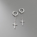 A36847 s925 sterling silver cross chain clipon simple long earrings