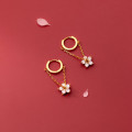 A33631 s925 sterling silver short rhinestone trendy flower earrings