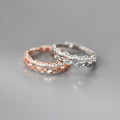 A45645 s925 sterling silver trendy sweet rhinestone weave ring