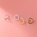 A33157 s925 sterling silver fashion chic heart simple unique hollowed earrings