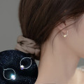 A35889 s925 sterling silver sweet square hoop simple unique circle geometric earrings