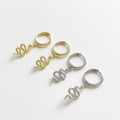 A32825 s925 sterling silver irregular gold tassel wrinkled serpent earrings