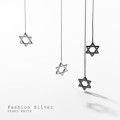 A33224 s925 sterling silver hexagram hollowed stars string long black earrings