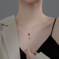 A34586 s925 sterling silver big black plate set unique chic necklace