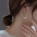 A36667 s925 sterling silver simple circle pearl sweet chic hoop earrings