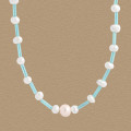A45090 blue natural pearl sterling silver s925 necklace