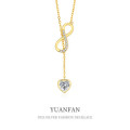 A37807 sterling silver fringe heart cubic zirconia necklace