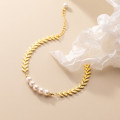 A34266 s925 sterling silver simple leaf bracelet