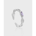 A39369 geometric cubic zirconia s925 sterling silver adjustable ring
