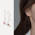 A35835 s925 sterling silver strawberry string sweet cute crystal weave earring earrings