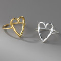 A46072 s925 sterling silver dainty simple hollowed heart ring