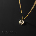 A33040 s925 sterling silver vintage cute circle pendant necklace