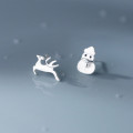 A38274 s925 sterling silver deer stud design earrings
