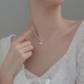 A34563 s925 sterling silver trendy rhinestone starfish necklace