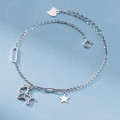 A42861 s925 silver sweet cute hollowed stars charm design bracelet