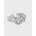 A33498 design irregular hollowed qualitys925 sterling silver adjustable ring