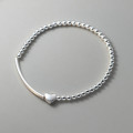 A40174 s925 sterling silver heart bead charm trendy elegant bracelet