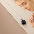 A34543 s925 sterling silver simple fashion black circle necklace