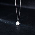 A34131 s925 sterling silver circle smilingface necklace