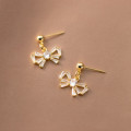 A35635 s925 sterling silver simple rhinestone bow earrings