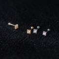 A33695 s925 sterling silver chic simple rhinestone square unique fashion earrings