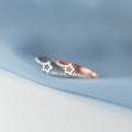 A36996 s925 sterling silver rhinestone hollowed star ring
