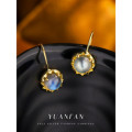 A40861 s925 silver natural stud vintage sun elegant earrings