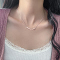 A46132 s925 silver dainty simple pink glazed weave necklace