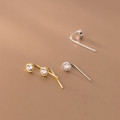 A35764 s925 sterling silver simple short rhinestone cute circle geometric chic earrings