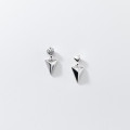 A35917 s925 sterling silver simple rhinestone triangle asymmetric short earrings