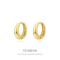 A36721 s925 sterling silver vintage gold simple fashion circle earrings